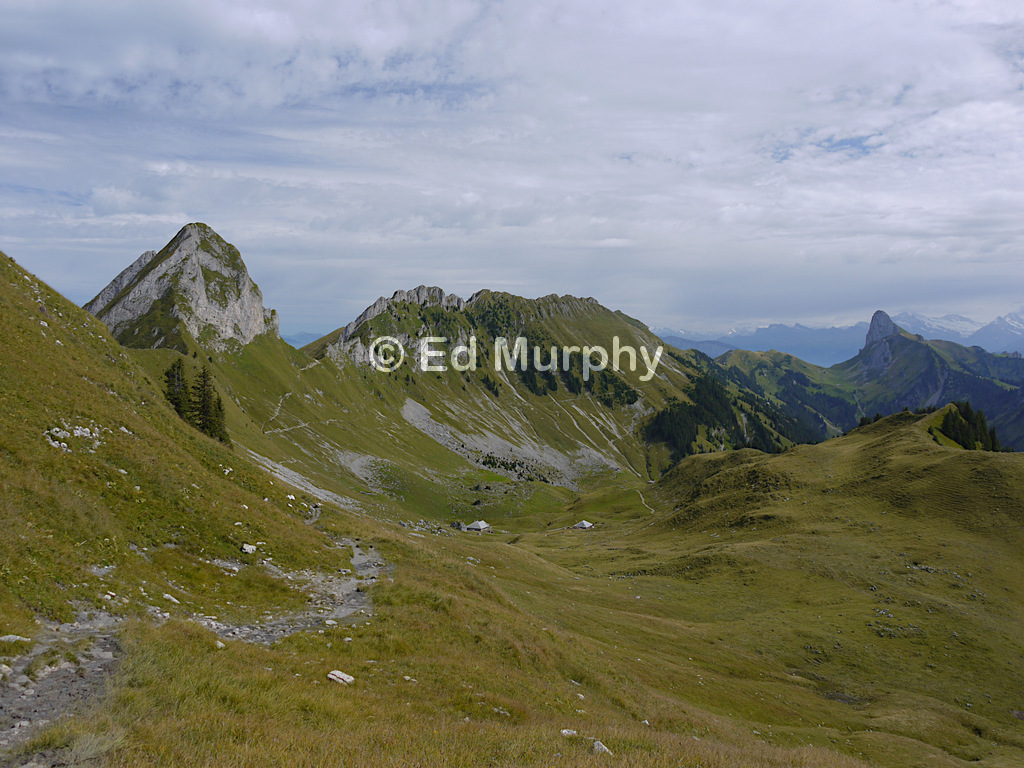 The path to the Stockhorn (on the far R)