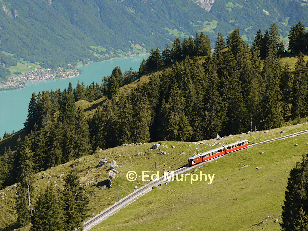 The Schynige Platte tourist train and Lake Brienz