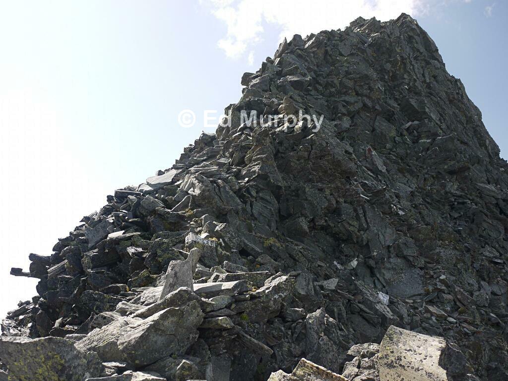 Loose terrain on the approach to the Wasenhorn summit