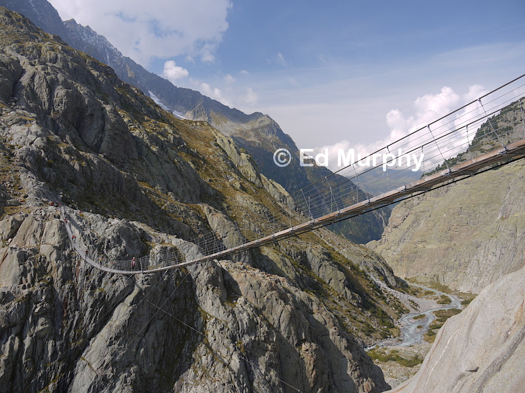 The Trift cable bridge across the Triftwasser Gorge