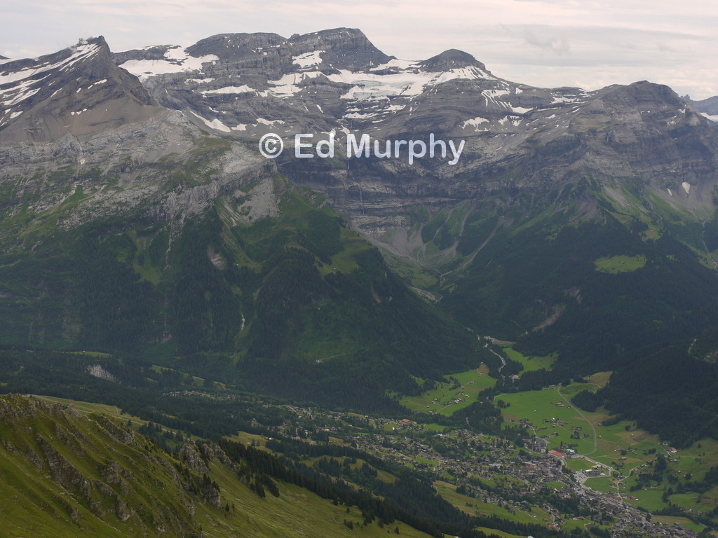 Les Diablerets village and mountain range