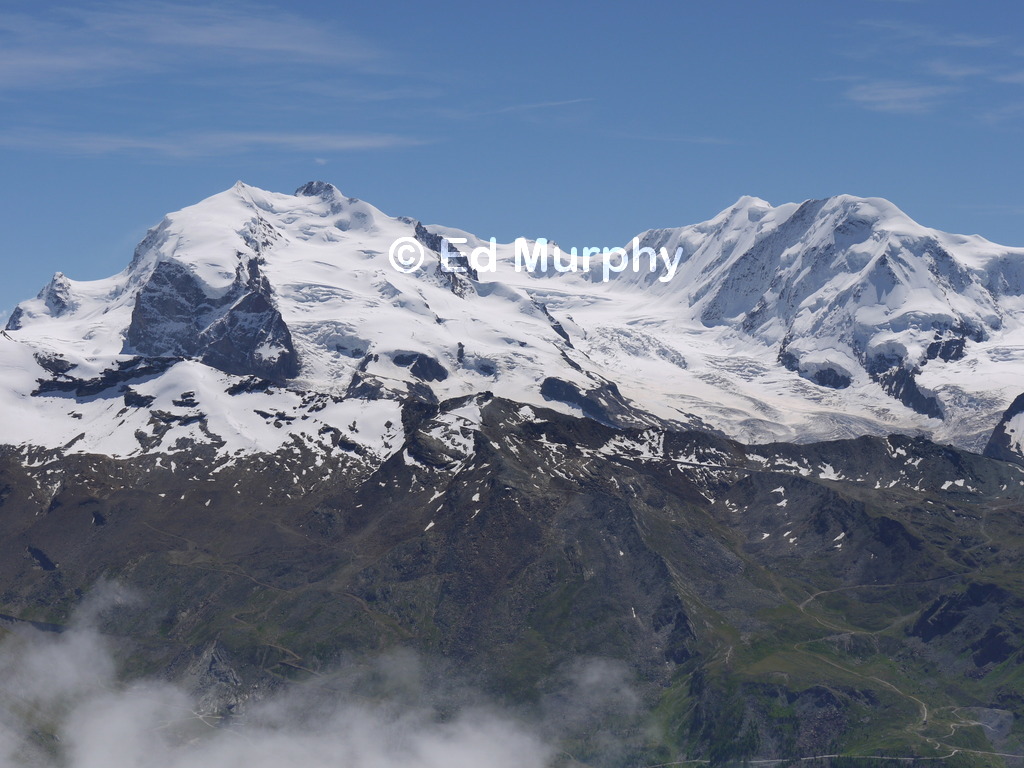Monte Rosa and the Liskamm from the summit of the Mettelhorn
