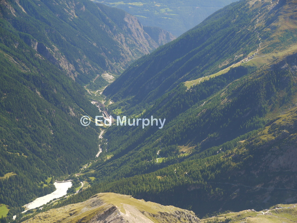 Goppenstein railway station seen from the Hockenhorn summit