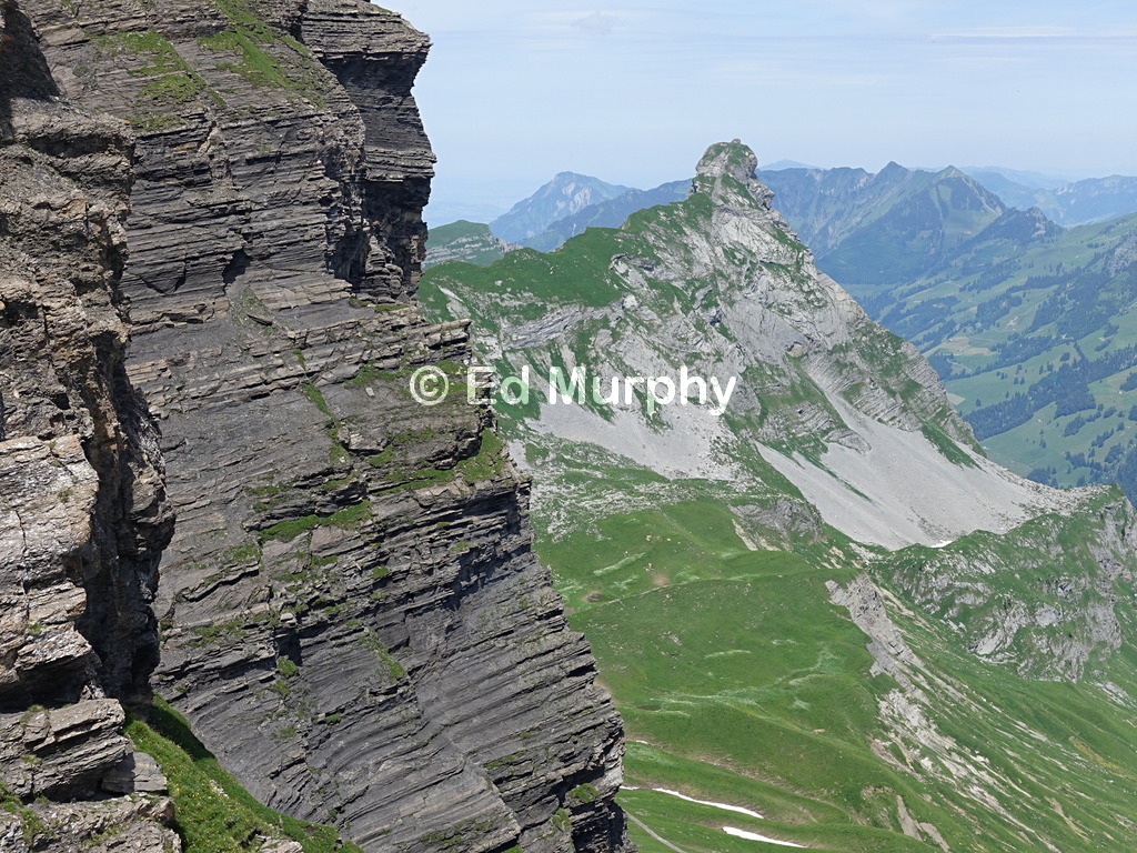 The Hochstollen's layered strata with the Haupt in the distance