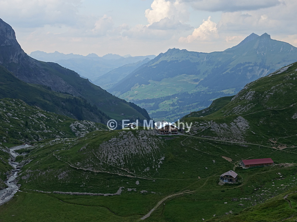 The Gelten Hut in gathering gloom before a thunderstorm