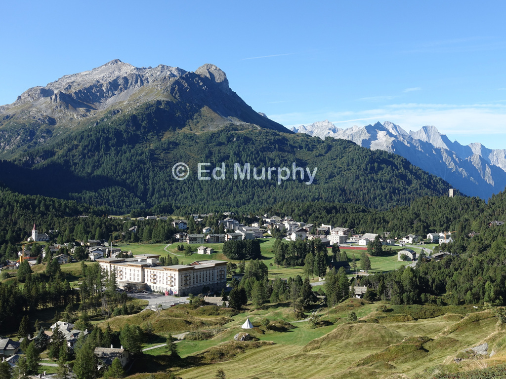 Maloja Village at the foot of the Cima da Murtaira